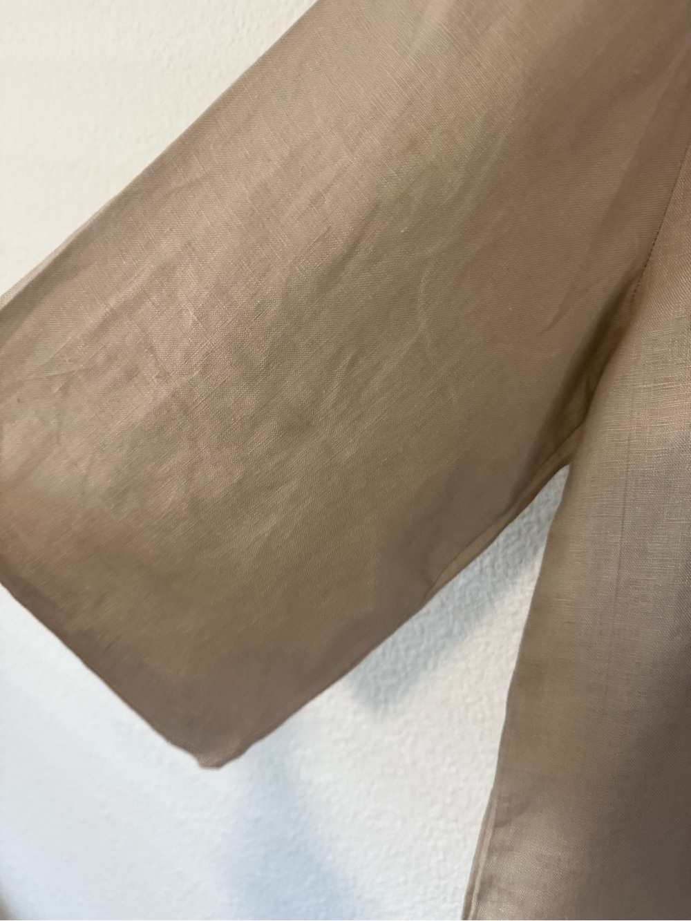 Lintico 100% Linen Relaxed Linen Pocket Tunic Top - Taupe Size L - Picture 9 of 16